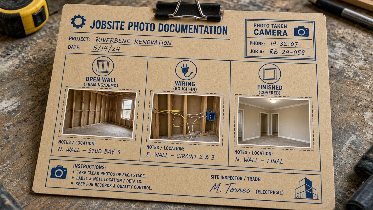 Illustration of a jobsite photo taken before work gets covered or buried.