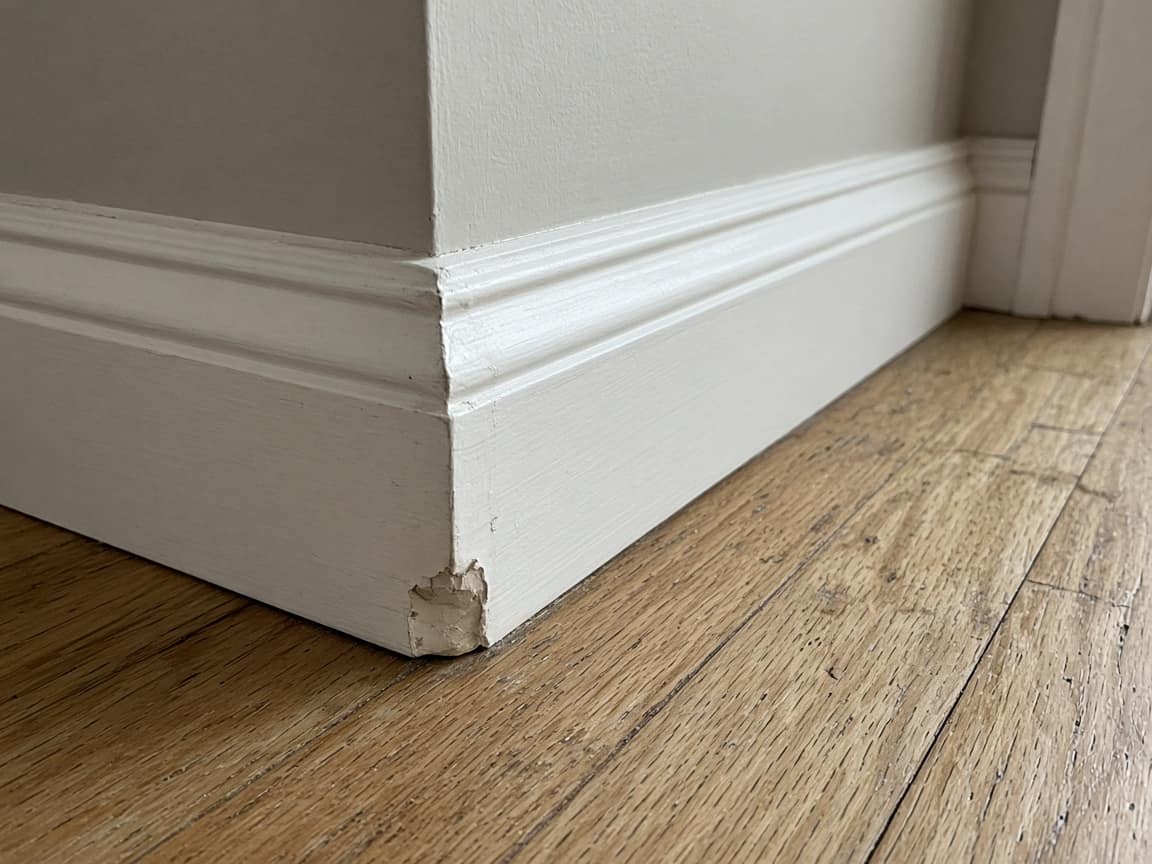 Chip in the baseboard by the doorway