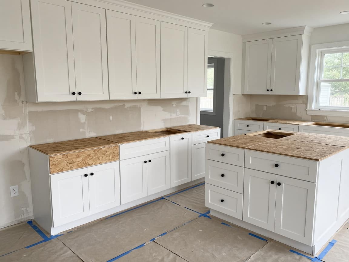 New cabinets set, countertop not in yet
