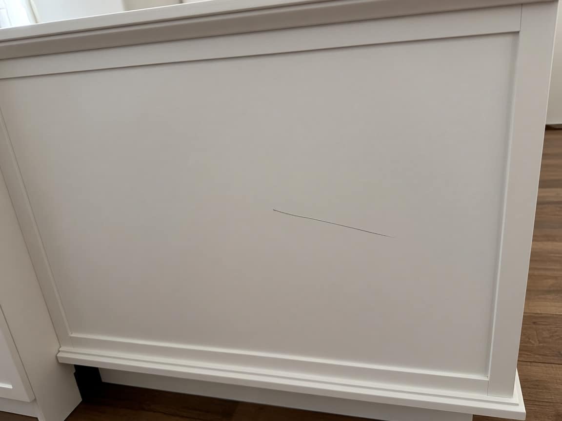 Existing scratch on the island end