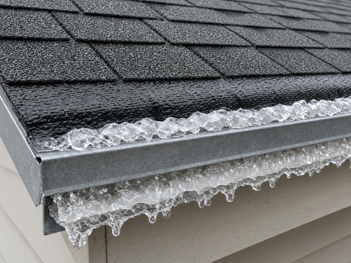 Drip edge and ice and water at the eave