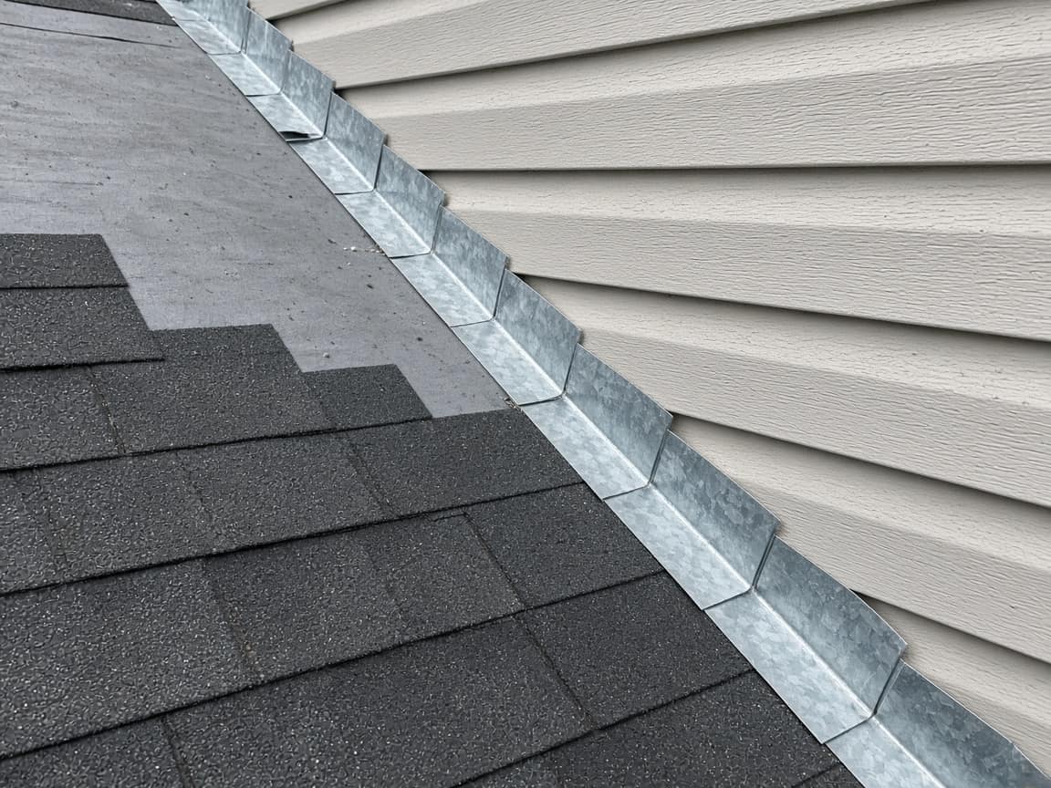 New step flashing along the sidewall